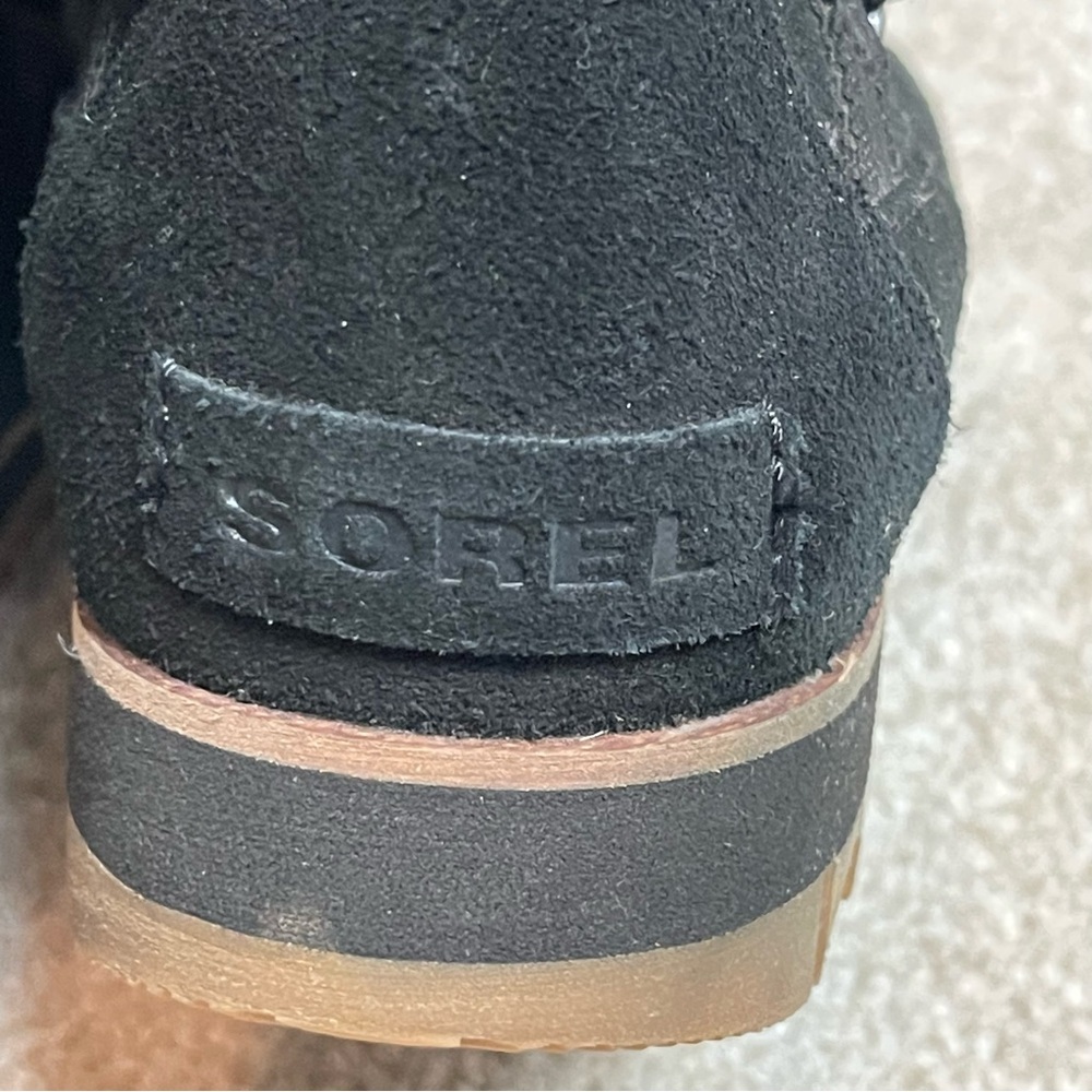 Sorel Harlow Lace Cozy Bootie Black Suede Sz 7 1977351 - Picture 9 of 11